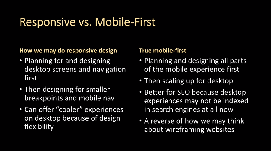 Mobile-first versus responsive design: where are we today?